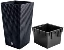 Doniczka rattan Rato Square 17x 17 x 32 - Antracyt Prosper Plast