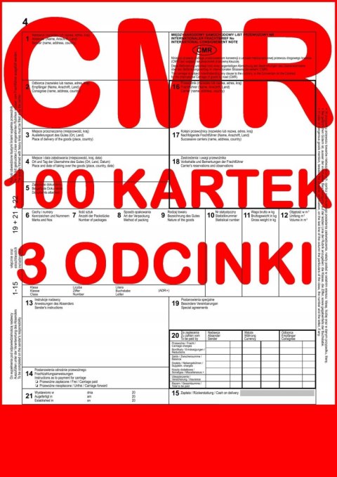 CMR List Przewozowy 100 kartek - 3 odcinki - 33 komplety