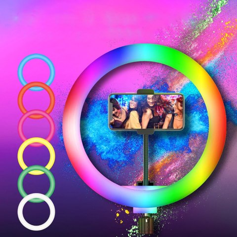 Lampa pierścieniowa do selfie RGB + 2x Statyw Lampa pierścieniowa do selfie RGB + 2x Statyw