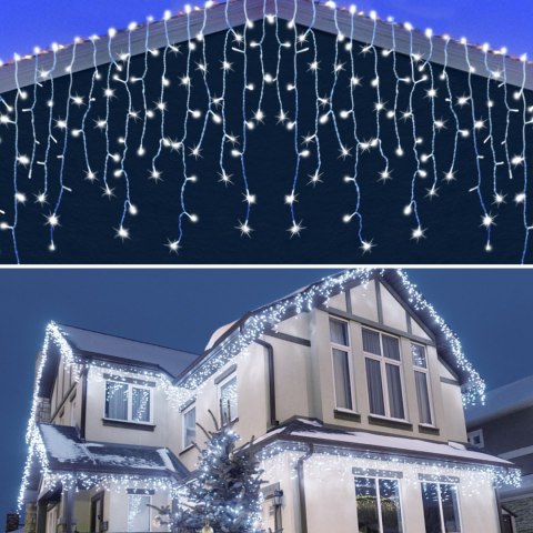 Sople lampki 500LED kurtyny świetlne Biały Zimny Sople lampki 500LED kurtyny świetlne Biały Zimny