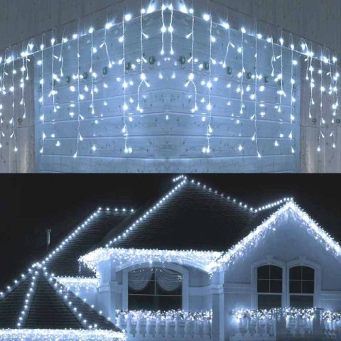 Sople lampki 500LED kurtyny świetlne Biały Zimny Sople lampki 500LED kurtyny świetlne Biały Zimny