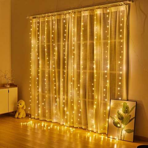 Lampki kurtyna świetlna 300LED Biały Ciepły Lampki kurtyna świetlna 300LED Biały Ciepły
