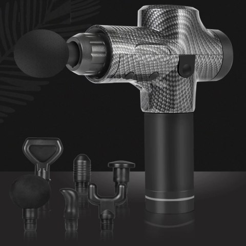 Masażer pistolet masujący CARBON GUN + Końcówki Masażer pistolet masujący CARBON GUN + Końcówki