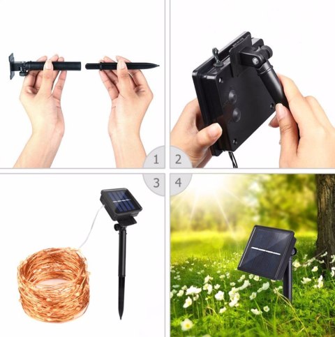 Girlanda solarna ogrodowa lampki, Drucik 100 LED Girlanda solarna ogrodowa lampki, Drucik 100 LED